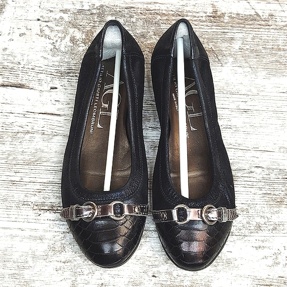 🟦Sz 36/6 AGL Attilio Giusti Leombruni Midnight Blue Shimmer Flats - Picture 9 of 16